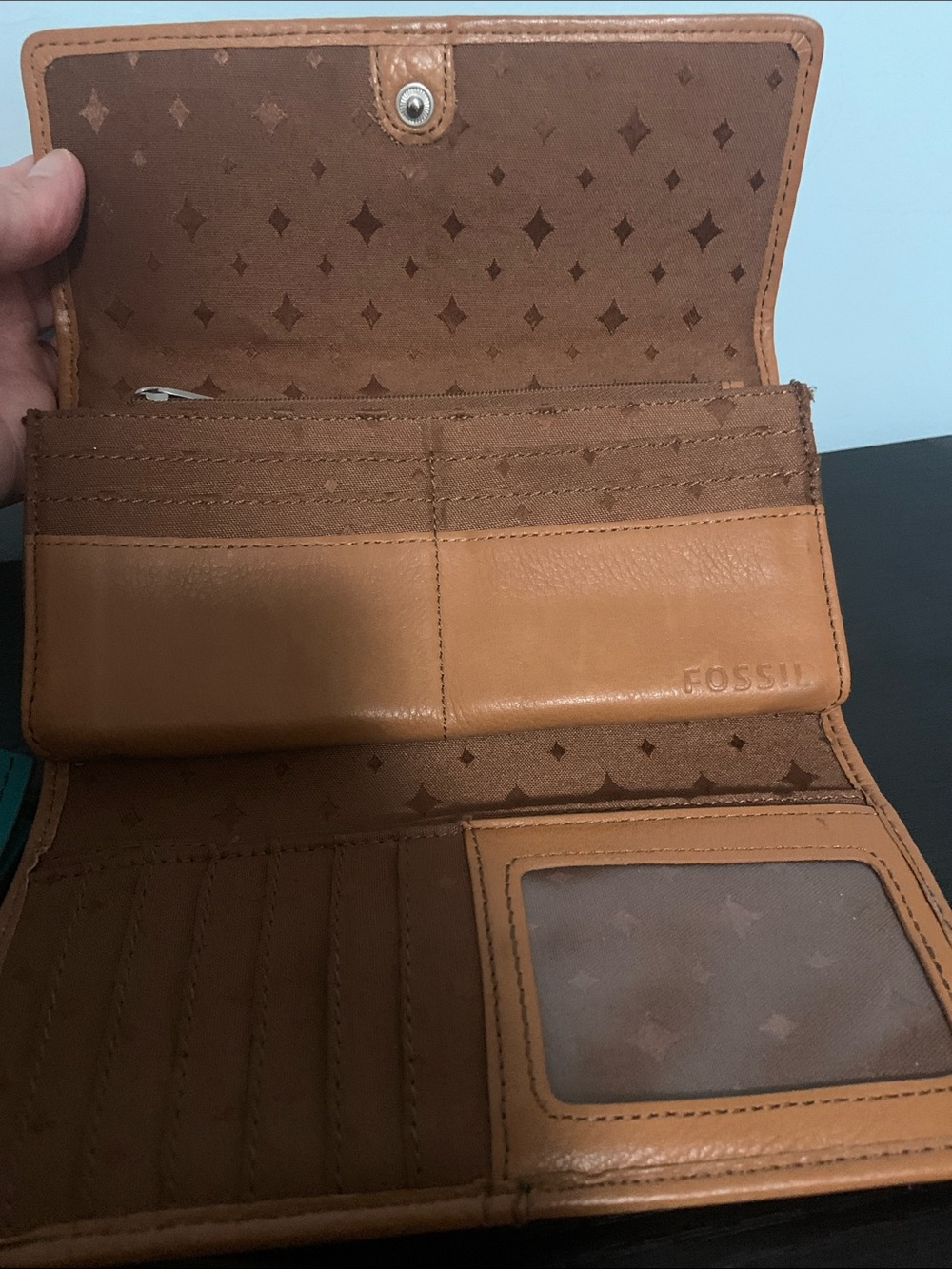 Teal Fossil Leather Tote Bag and Wallet - Picture 10 of 16